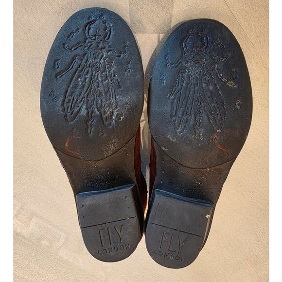 Fly London Duke Women's Ankle Boot Distressed Suede Leather Rust SZ 36 Studs - Picture 6 of 8